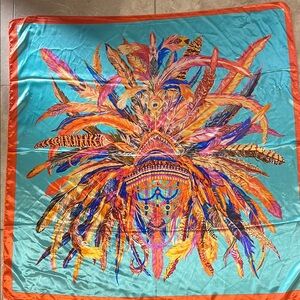 Colorful Feather Print Scarf